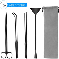Liveek - Kit de herramientas para acuario acuario, 4 en 1, antióxido, herramienta acuática para acuascaping, acero inoxidable, pinzas negras, espátula para acuario, tanque de peces, herramientas acuáticas, juego de herramientas para acuario, color negro - BESTMASCOTA.COM