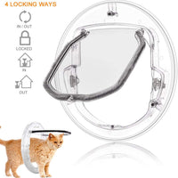 Pet Puerta para gatos y perros pequeños con 4 maneras Cerradura, Ronda Cat Flap clara con puerta maletero Kit mejor Fits para ventana/puerta corredera de vidrio/cristal ventana, resistente a la intemperie de visualización y bajo mantenimiento - BESTMASCOTA.COM