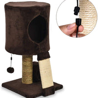 AmazonBasics - Torre para árbol de gatos con percha condominio, 12.0 x 12.0 x 20.0 in, color marrón oscuro - BESTMASCOTA.COM