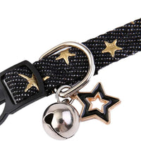 Collar con colgante de estrella para gato con campana, collares negros para perros pequeños - BESTMASCOTA.COM