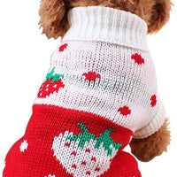 Chborchicen - Sudadera de punto para mascotas con diseño clásico de turtleneck para invierno, cálida, para cachorro, fresa y corazón, para perros - BESTMASCOTA.COM