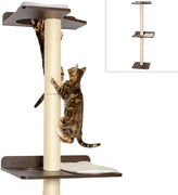 PetFusion Ultimate Cat Torre de escalada y árbol de actividad. (Postes de rascador de sisal alto, muebles de gato modernos montados en la pared, acabado espresso). 1 año de garantía para defectos de fabricante. - BESTMASCOTA.COM