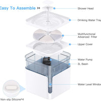 Nemobub Fuente de agua para mascotas, dispensador automático de agua para gatos, perro con ventana de agua, dispensador de agua para mascotas, súper silencioso dispensador de agua para gatos, perros, 2 modos de salida de agua, actualización de protección - BESTMASCOTA.COM