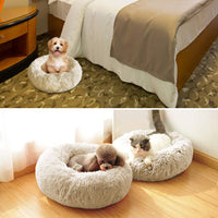 Docatgo Cama para mascotas, cama para gato de donut, lujosa cama de piel sintética para perro y gato (redonda) - BESTMASCOTA.COM