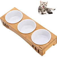 Petacc - Cuencos elevados para perros y gatos, cuencos elevados para mascotas, para perros y gatos, alimentador con 3 cuencos de melamina, 2 formas de uso - BESTMASCOTA.COM