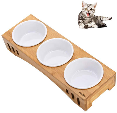 Petacc - Cuencos elevados para perros y gatos, cuencos elevados para mascotas, para perros y gatos, alimentador con 3 cuencos de melamina, 2 formas de uso - BESTMASCOTA.COM