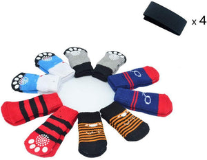 LFPET Calcetines de algodón para control de tracción, para perros de interior, antideslizantes, 5 pares, color al azar - BESTMASCOTA.COM