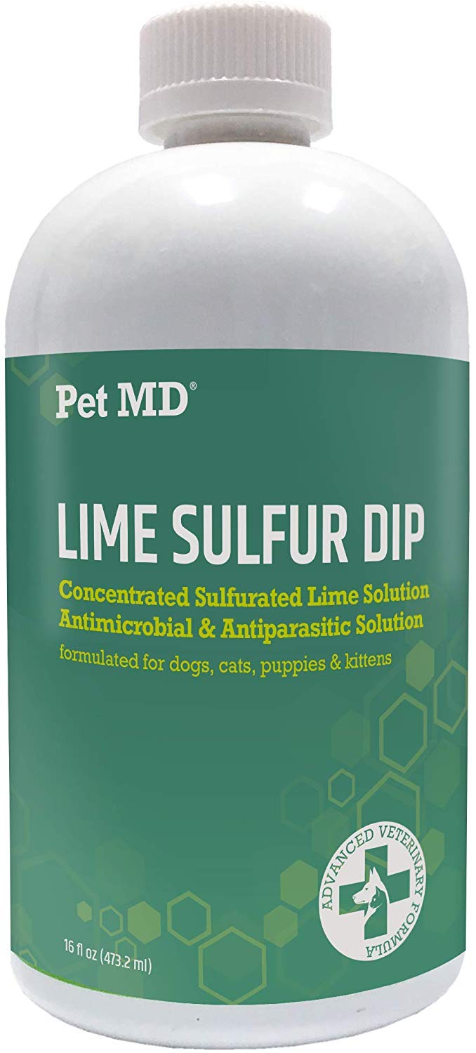 Pet MD Lime Sulfur Dip for Dogs, Cats, Horses - Mange Treatment, Ringworm, Skin Mites, Lice, Fungal and Bacterial Infections - 16 oz Shampoo - BESTMASCOTA.COM