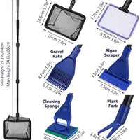 Toopify - Herramientas de limpieza para acuario, 6 en 1, kit de limpieza ajustable y limpiador de grava para tanque de peces, sifón para cambio de agua y limpiador de arena - BESTMASCOTA.COM