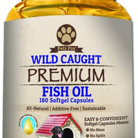 Omega 3 Aceite de Pescado salvaje Caught para perros EPA DHA, mayor en aceite de salmón Omega 3 ácidos grasos luego, Pure sin OMG, todos los alimentos suplemento naturales para Mascota, 180 softgels, 1000 mg por cápsula, No Mess no olor. - BESTMASCOTA.COM