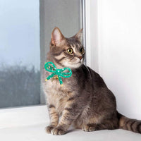 Esceneral - Collar para gato, diseño de lazo, ajustable, con hueso y campana para gatos, gatitos, cachorros - BESTMASCOTA.COM
