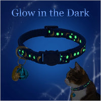 KOOLTAIL Cat Collar Breakaway with Bell for Kitten - 6 Pack Stars and Moon Charm Pendent Cat Reflective Collars Bell Glow in The Dark for Cats Kitty Puppy - BESTMASCOTA.COM