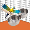 HEEPDD - Perchas para pájaros con comedero, 8.5 in, acero inoxidable, para loros de tamaño pequeño y pájaros medianos - BESTMASCOTA.COM