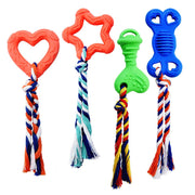 Juguetes para masticar de la raza de cachorros y perros pequeños de Star Factory. Alivia el dolor de encías y dentición, limpia los dientes, reduce la masticación destructiva y la ansiedad. Duradero, saludable, de goma y algodón natural, paquete de 4 - BESTMASCOTA.COM