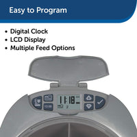 PetSafe - Comedero automático de seis comidas para mascotas, dispensa comida para gatos y perros, reloj digital con pilas y pantalla LCD - BESTMASCOTA.COM