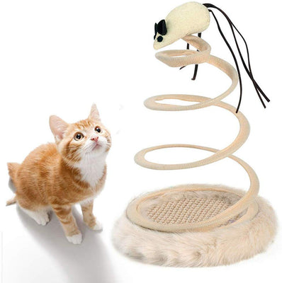 Juguete interactivo para gatos de Andiker, juguete de felpa con placa de resorte en espiral y bola divertida o ratón interactivo de acero inoxidable con resorte giratorio para gatos para matar el tiempo y mantener el ajuste - BESTMASCOTA.COM