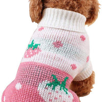 Chborchicen - Sudadera de punto para mascotas con diseño clásico de turtleneck para invierno, cálida, para cachorro, fresa y corazón, para perros - BESTMASCOTA.COM