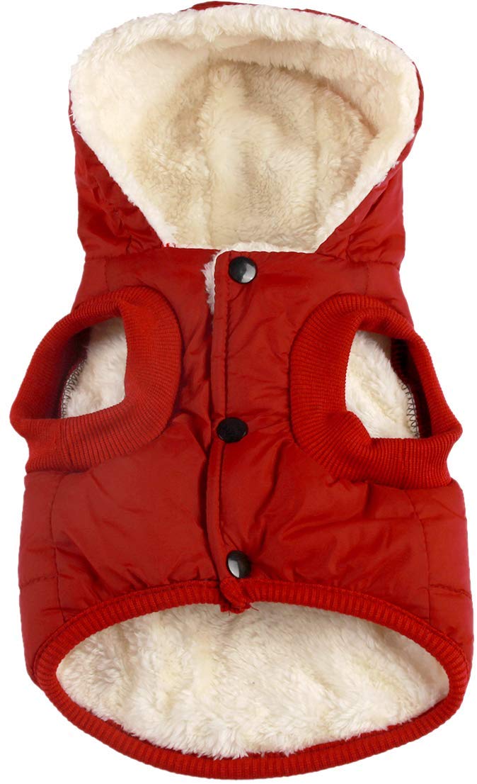 vecomfy - Sudadera con capucha para perro con forro polar y algodón extra cálido en invierno, chaqueta para perro pequeña con capucha - BESTMASCOTA.COM