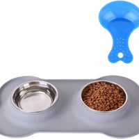 Hubulk - Cuencos para perros, 2 cuencos de acero inoxidable con alfombrilla de silicona antideslizante antiderrames + cuencos de agua y alimentos para alimentar perros pequeños, medianos, grandes, gatos, cachorros - BESTMASCOTA.COM