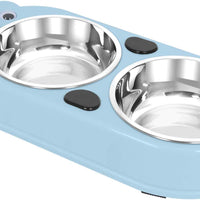 Upsky - Cuencos dobles para perro o gato, de acero inoxidable de alta calidad, con bonito alimentador de agua para mascotas - BESTMASCOTA.COM