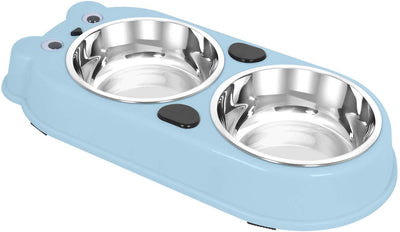 Upsky - Cuencos dobles para perro o gato, de acero inoxidable de alta calidad, con bonito alimentador de agua para mascotas - BESTMASCOTA.COM