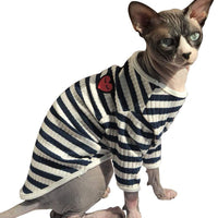 DENTRUN - Camiseta sin pelo para gatos, con diseño de rayas, ideal para todas las estaciones, suave y agradable al tacto - BESTMASCOTA.COM