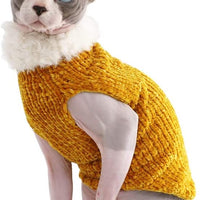 Kitipcoo Sphynx - Ropa de invierno para gatos, abrigo de pelo sintético cálido, abrigo de cuello alto para gatos, pijamas para gatos y perros pequeños, suéteres para gatos sin pelo - BESTMASCOTA.COM