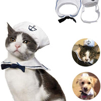 Kailian Pet Sailor Costume, Navy Hat Tie Set Costume for Cat Dog Puppy Halloween Christmas Cosplay (2pcs) - BESTMASCOTA.COM
