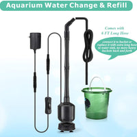 Higger 12V DC 5 en 1 Eléctrico Acuario Grava Aspiradora Kit de Arena Arandela Grava Herramientas de Limpieza de Cambio de Agua para Tanque de Pescado - BESTMASCOTA.COM
