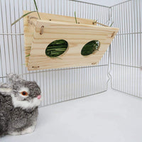 Tfwadmx Bunny Hay Feeder, Rabbit Food Dispenser Wooden Hay Manger Rack Holder for Guinea Pig Chinchilla Hamster - BESTMASCOTA.COM