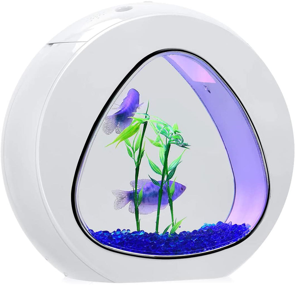 Tangkula - Tanque de pescado de 1 galón para acuario Betta, acuario de peces con luz LED y filtro de potencia, pecera viene con plantas acuáticas artificiales y grava azul Jean acuario - BESTMASCOTA.COM