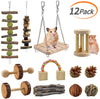 KATUMO Juguetes para masticar hámster, 12 piezas de madera natural, conejillos de indias, ratas, chinchillas, juguetes, accesorios adecuados para conejos, gerbios, mascotas pequeñas, accesorios para masticar y jugar ejercicio de dientes - BESTMASCOTA.COM