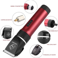 Sminiker - Cortapelos inalámbrico recargable con bolsa de almacenamiento de 5 velocidades, cortador de animales profesional - BESTMASCOTA.COM