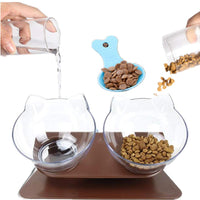 Cuenco elevado para gatos y perros pequeños, cuenco doble con cara de gato - BESTMASCOTA.COM