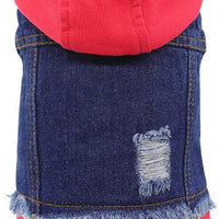 SILD Pet Clothes Dog Jeans Jacket Cool Blue Denim Coat Small Medium Dogs Lapel Vests Classic Hoodies Puppy Blue Vintage Washed Clothes - BESTMASCOTA.COM