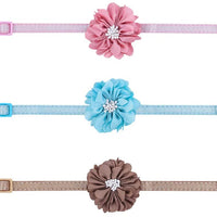 PUPTECK 3 collares de piel para gatos con campana y flor extraíble, collares de seguridad ajustables lindos y suaves para gatos y animales pequeños mascotas, color rosa, verde, dorado - BESTMASCOTA.COM