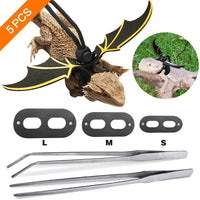 Sayopin Adjustable Reptile Bearded Dragon Harness + 2pcs Reptile Feeding Pliers Stainless Steel Feeder Tool, Reptile Harness Suitable for Small, Medium and Large Reptiles - BESTMASCOTA.COM
