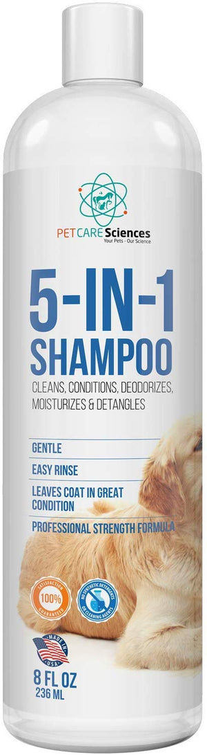 Pet Care Sciences Champú, champú y acondicionador para perros y cachorros de forma natural, fórmula 5 en 1 con coco, aloe y avena, champú para perros sin desgarros para pieles sensibles, fabricado en Estados Unidos - BESTMASCOTA.COM