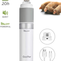 Casifor Molinillo de uñas para perros y cortaúñas silencioso con tiempo de trabajo de 20 horas, cortaúñas profesional para mascotas, regulación de velocidad sin escalones, lima de uñas eléctrica para perros y gatos grandes y medianos - BESTMASCOTA.COM
