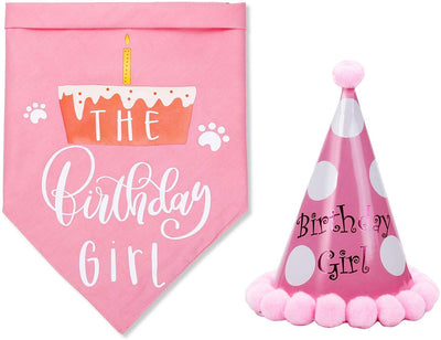 Toozey Dog Birthday Bandana with Birthday Party Hat Comfortable Material - Scarfs Accessories for Small to Large Dogs Cats Pets - BESTMASCOTA.COM