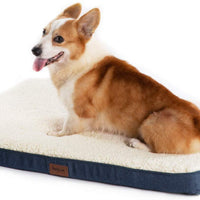 Cama ortopédica para perros de Petsure M/L/XL (30/36/44 pulgadas) para mascotas pequeñas, medianas, grandes de hasta 50/75/100 libras - Cama de espuma para perros con parte superior de forro polar de felpa - Funda lavable - Gris/Azul vaquero - BESTMASCOTA.COM