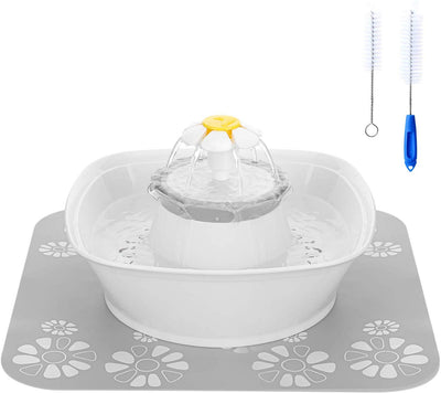 Fuente para mascotas, fuente de agua para gatos, dispensador de agua para gatos y perros, 3 maneras de beber, luz LED azul, alfombrilla y 2 cepillos de limpieza, doble filtración con filtro de carbono y filtro de esponja - BESTMASCOTA.COM