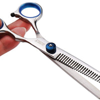 Elfirly - Tijeras de aseo para perro con punta redonda de seguridad (2 unidades, tijeras curvas, tijeras de espesor para aseo) - BESTMASCOTA.COM