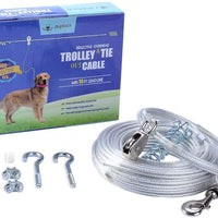 PUPTECK Cable reflectante para perro – Cable de amarre de peso pesado de 100 pies con corredor de 10 pies para perro de hasta 125 libras - BESTMASCOTA.COM