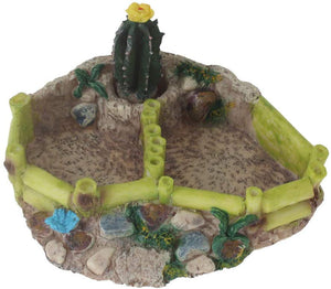 Emours Reptile Anfibio Tortuga Lagarto Rana Fuente de Agua Alimentador de Cactus Cuenco Esquina con Rampa Grande - BESTMASCOTA.COM