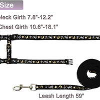 Cat Harness and Leash Set for Outdoor Walking Escape Proof Adjustable Soft Safety Strap with Golden Star and Moon Design Glow in The Dark - BESTMASCOTA.COM