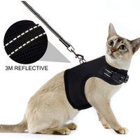 PUPTECK Cat Leash Reflective Escape Proof Harness - Black Soft Mesh Adjustable - Best for Walking - BESTMASCOTA.COM
