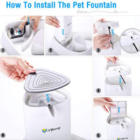 isYoung Fuente de agua LED para mascotas, dispensador de agua para mascotas, ultrasilencioso, automático, con flujo de agua ajustable y filtro de carbón activado para perros, gatos, pájaros y animales pequeños - BESTMASCOTA.COM