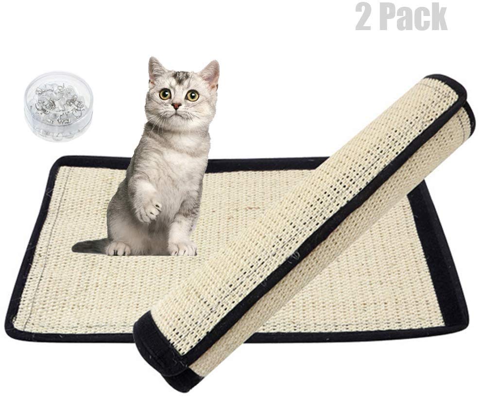 Alfombrilla rascadora para gatos de repuesto para árbol de gato natural con velcro para envolver muebles, sofá, silla, escritorio, patas (2 unidades) - BESTMASCOTA.COM