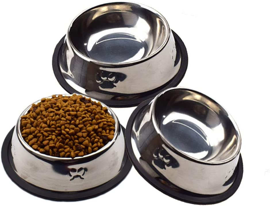 Welcomnny 3 cuencos para gatos, cuencos para mascotas, antiadherentes, de acero inoxidable - BESTMASCOTA.COM